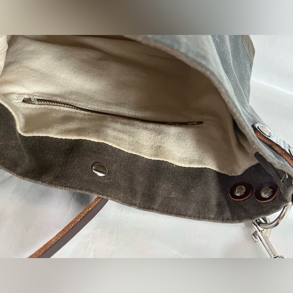 WAXT by BABS waxed canvas & leather Crossbody Messenger bag purse satchel tote - Picture 6 of 13